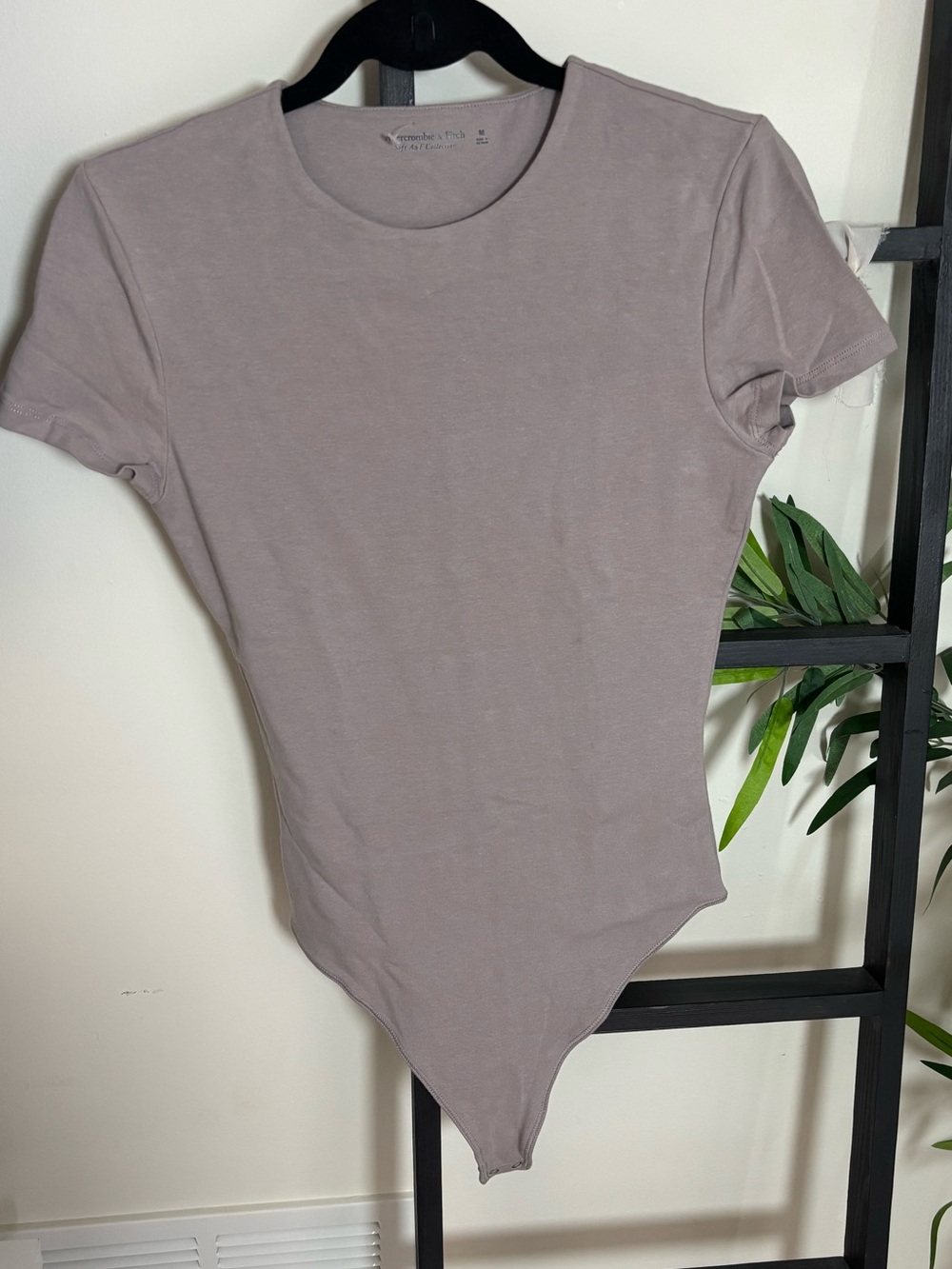 Abercrombie & Fitch Taupe Short-Sleeve Bodysuit